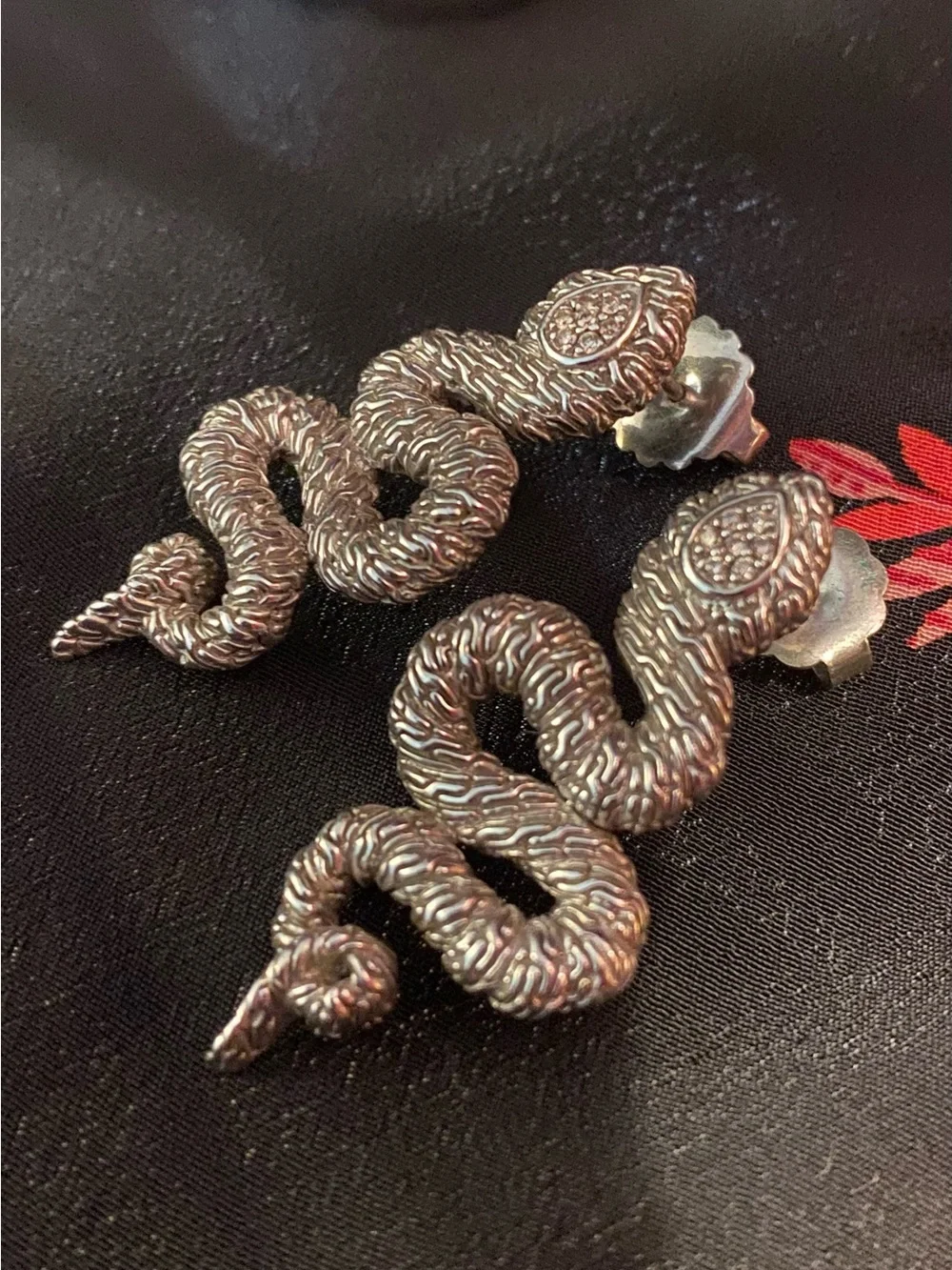 John Hardy Silver 925 diamond Snake Naga earrings